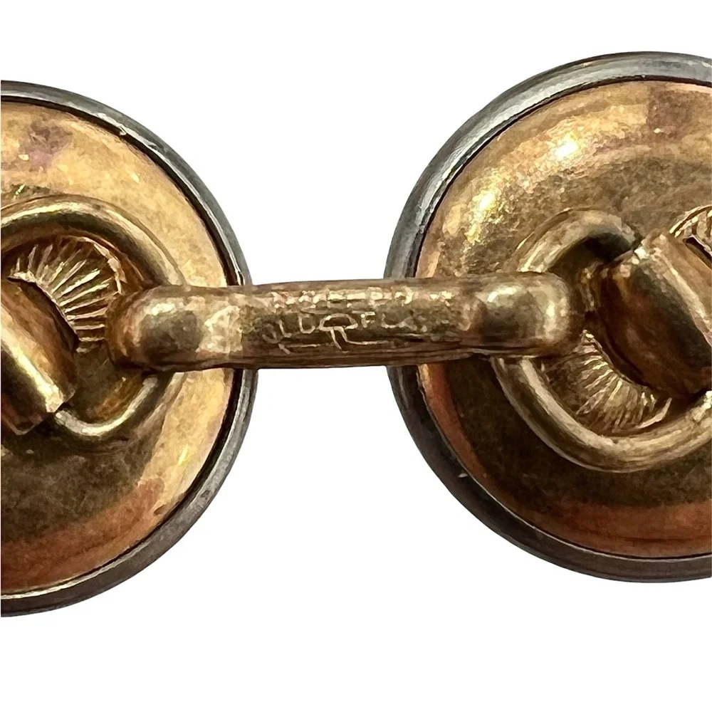 ANTIQUE LARTER & SONS MOTHER OF PEARL/ABALONE ROLLED GOLD DOUBLE SIDED CUFFLINKS